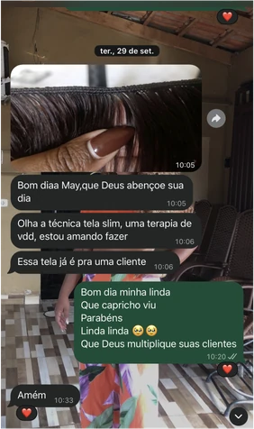 Conversa no WhatsApp: mostra a tela slim que já é para uma cliente, “uma terapia de verdade”