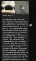 Conversa no WhatsApp, em francês: diz que o curso muda vidas e que já quer se inscrever no próximo